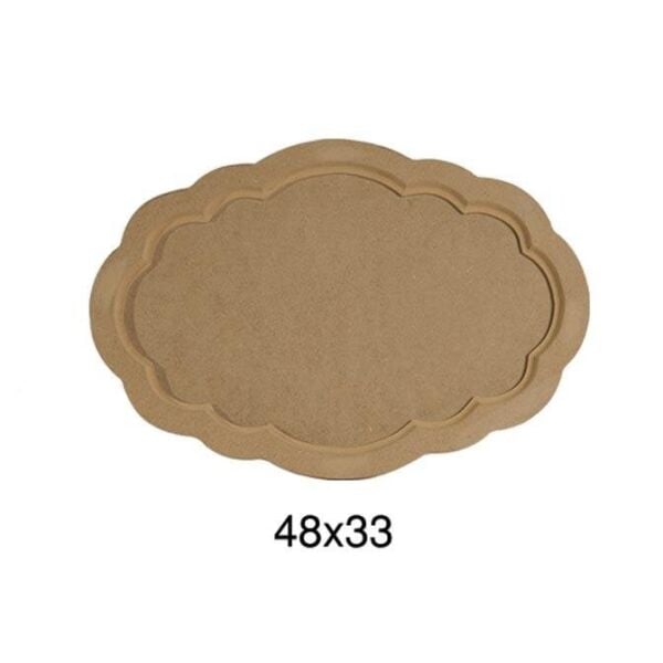 Dalgalı Ahşap Büyük Tepsi 48x33cm T690