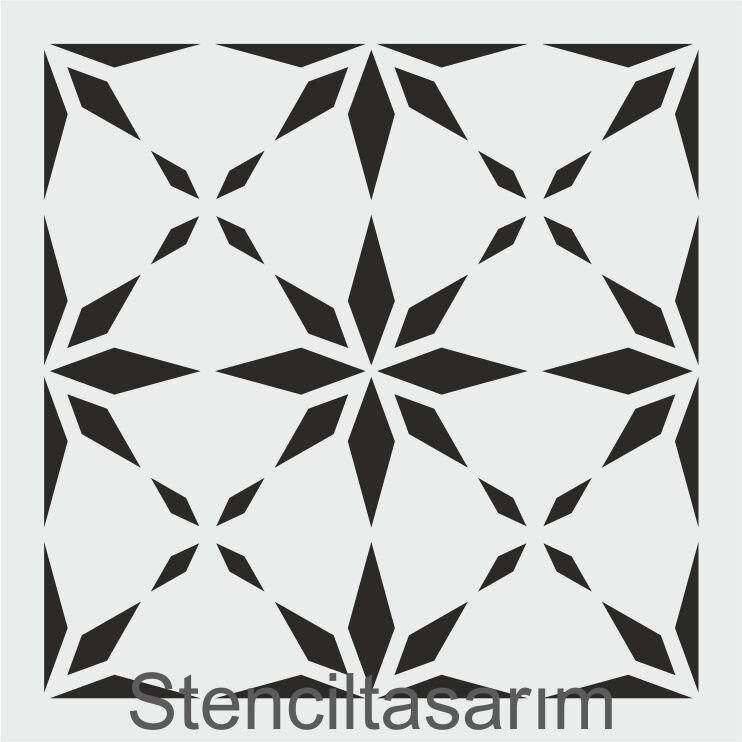 Kare ve Fayans Desenler Stencil Şablon (33x33) KA-080