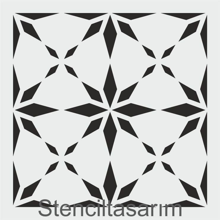 Kare ve Fayans Desenler Stencil Şablon (33x33) KA-080