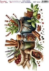 Koyu Zemin Sulu Transfer Kağıdı 25x35cm KST-215 Baharatlar