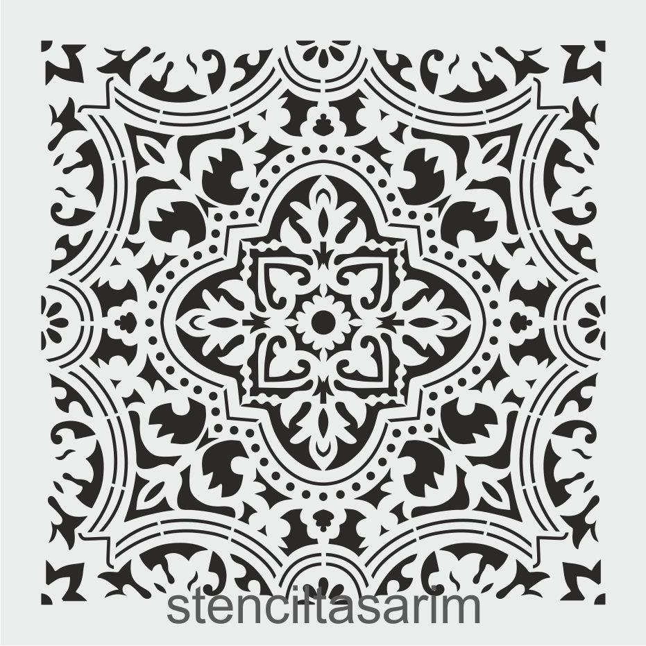 Kare ve Fayans Desenler Stencil Şablon (33x33) KA-013