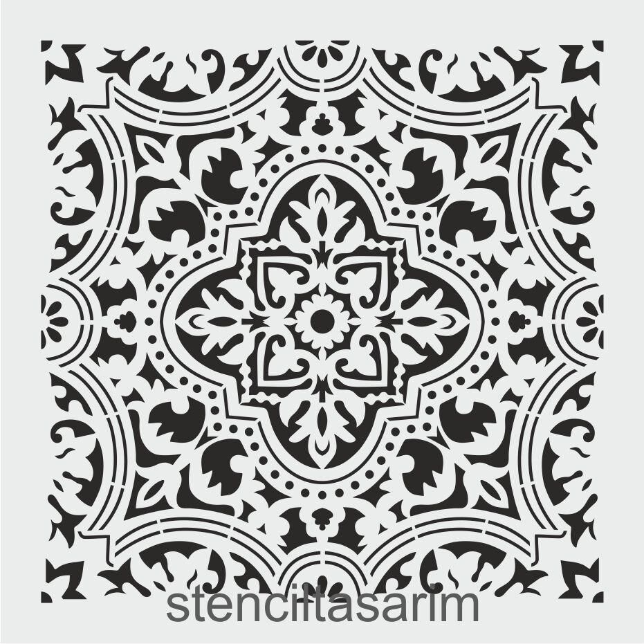 Kare ve Fayans Desenler Stencil Şablon (33x33) KA-013