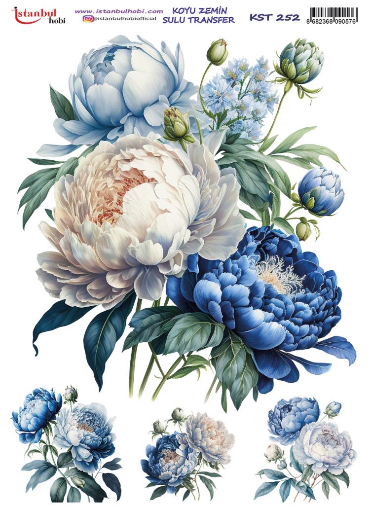 Koyu Zemin Sulu Transfer Kağıdı 25x35cm KST-252 Çiçekler