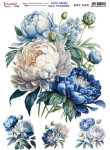 Koyu Zemin Sulu Transfer Kağıdı 25x35cm KST-252 Çiçekler