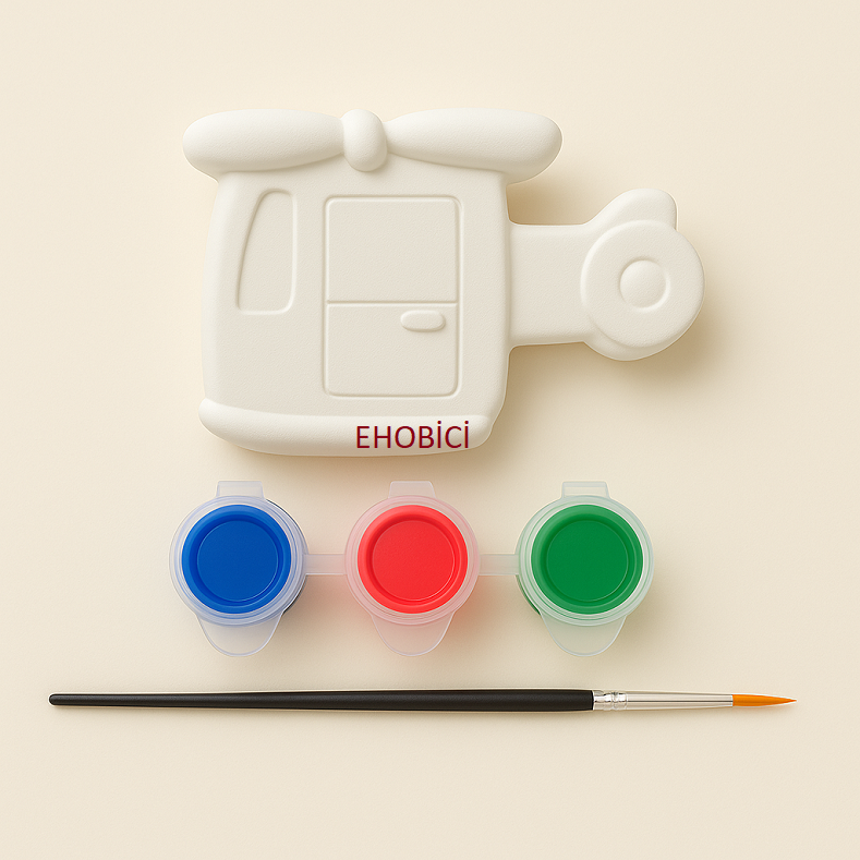 Ehobici Taş Boyama Seti Helikopter 3 Renk Akrilik Boya 5ml + Fırça