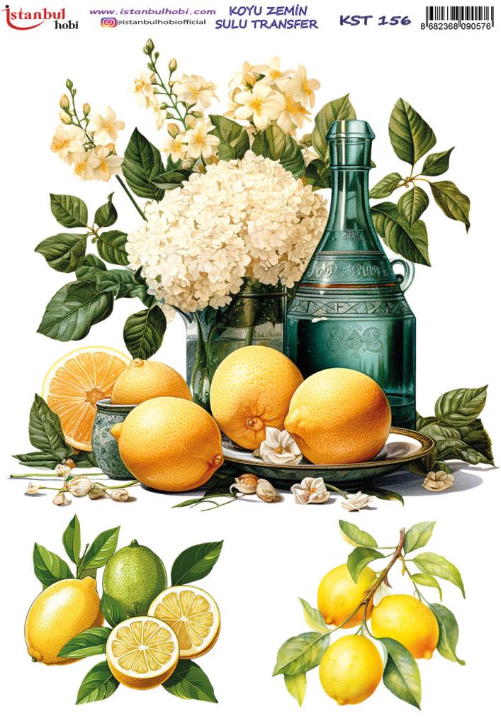 Koyu Zemin Sulu Transfer Kağıdı 25x35cm KST-156 Limon