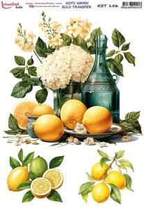 Koyu Zemin Sulu Transfer Kağıdı 25x35cm KST-156 Limon