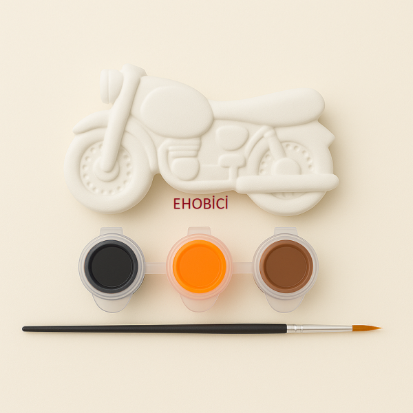 Ehobici Taş Boyama Seti Motorsiklet 3 Renk Akrilik Boya 5ml + Fırça