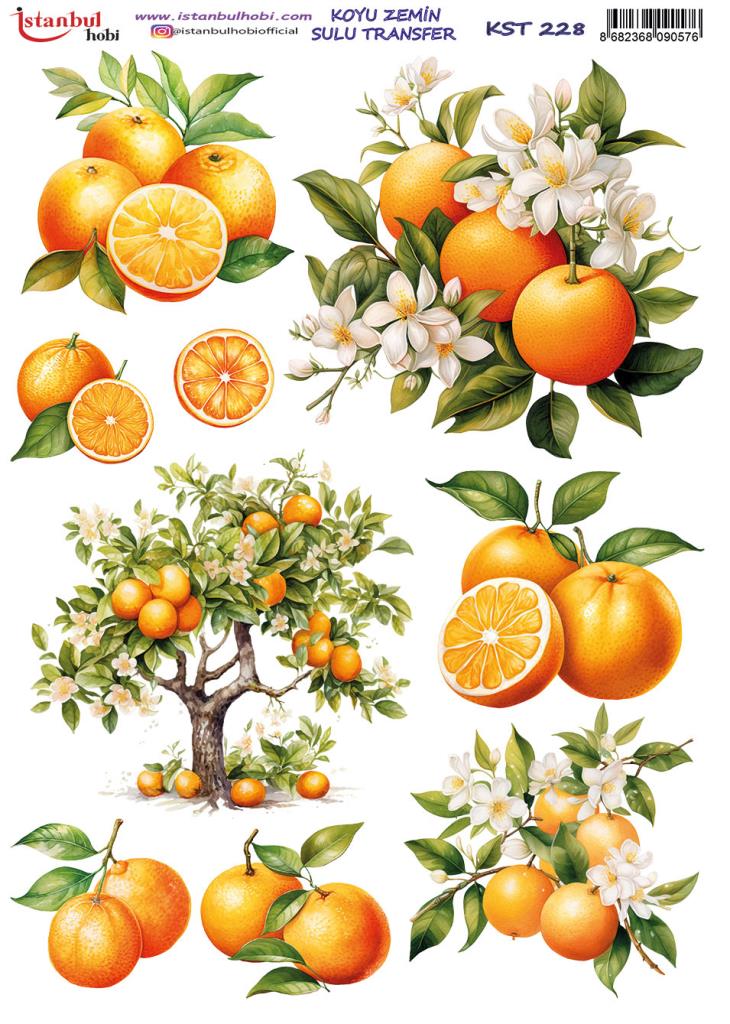 Koyu Zemin Sulu Transfer Kağıdı 25x35cm KST-228 Portakal