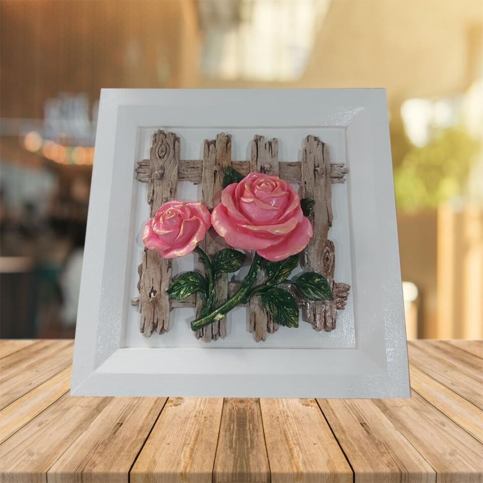 Polyester Çiçekli Kare Pano 30x30cm