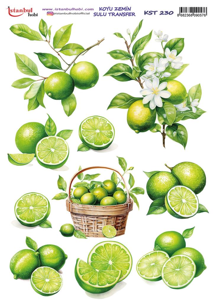 Koyu Zemin Sulu Transfer Kağıdı 25x35cm KST-230 Limon