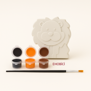Ehobici Taş Boyama Seti Aslan 3 Renk Akrilik Boya 5ml + Fırça