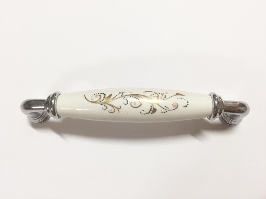 Porselen Kulp Çiçekli Krom 128mm