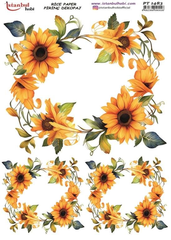 Pirinç Dekopaj Kağıdı 30x42cm PT-1483 Ay Çiçekleri