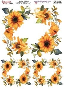 Pirinç Dekopaj Kağıdı 30x42cm PT-1483 Ay Çiçekleri