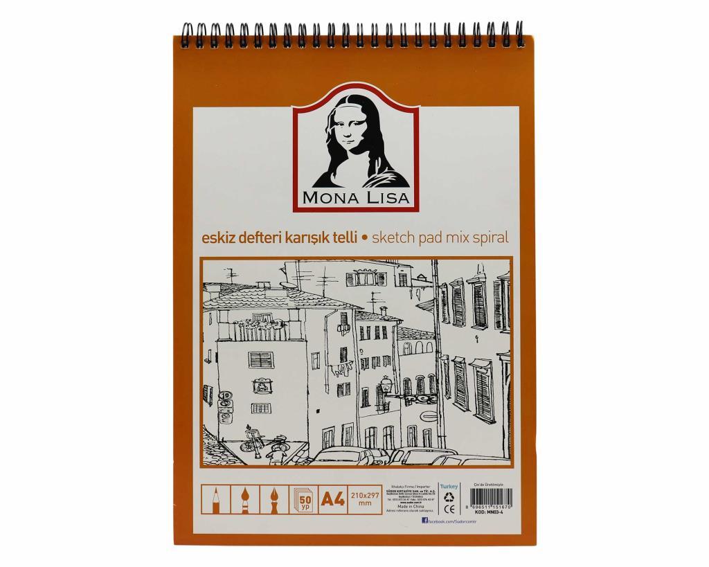 Eskiz Defteri Mona Lisa Karışık Telli A4