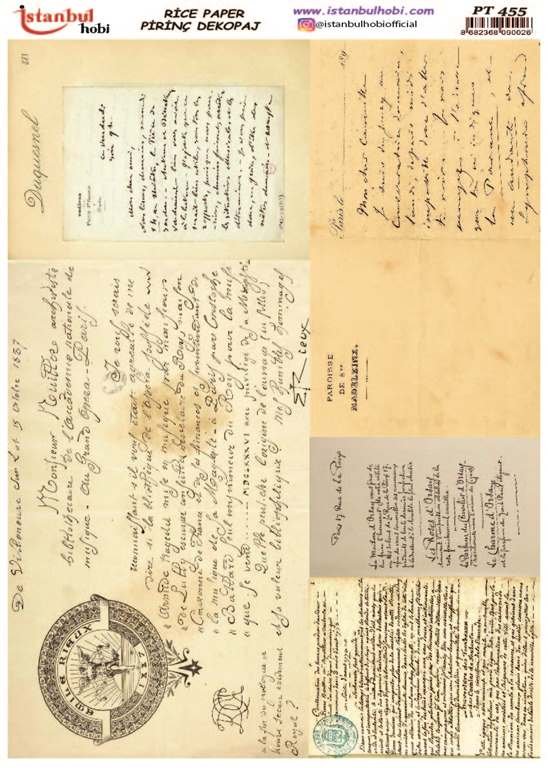 Pirinç Dekopaj Kağıdı 30x42cm PT-455 Yazı Mektup
