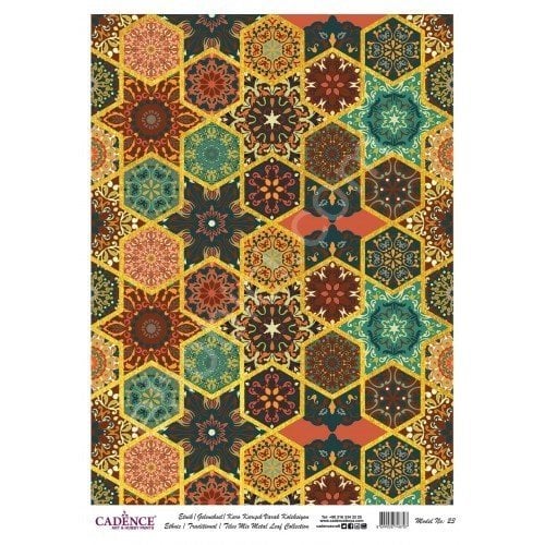 Cadence Desenli Altın Varak Pirinç Dekoapaj Kağıdı - Model 023