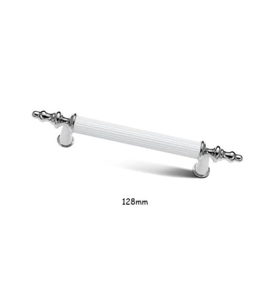 Asos Krom Beyaz Lüks Mobilya Dolap Çekmece Kulp 128mm