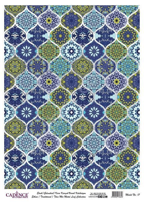 Cadence Desenli Gümüş Varak Pirinç Dekoapaj Kağıdı - Model 017