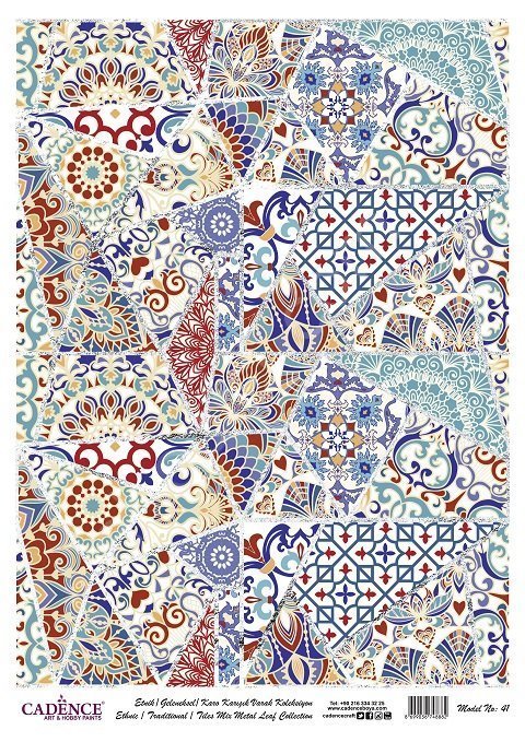 Cadence Desenli Gümüş Varak Pirinç Dekoapaj Kağıdı - Model 041