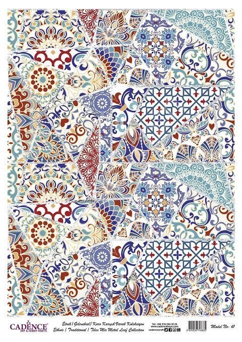 Cadence Desenli Gümüş Varak Pirinç Dekoapaj Kağıdı - Model 041