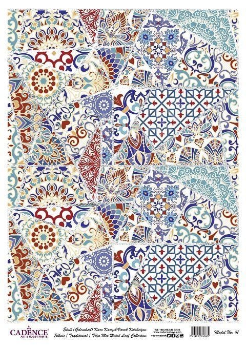 Cadence Desenli Gümüş Varak Pirinç Dekoapaj Kağıdı - Model 041