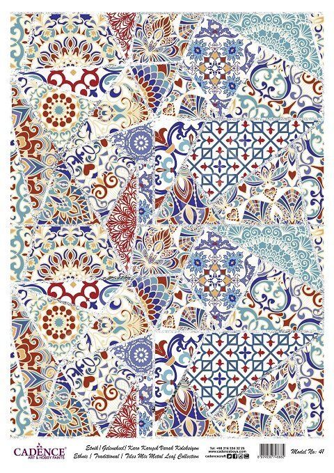 Cadence Desenli Gümüş Varak Pirinç Dekoapaj Kağıdı - Model 041