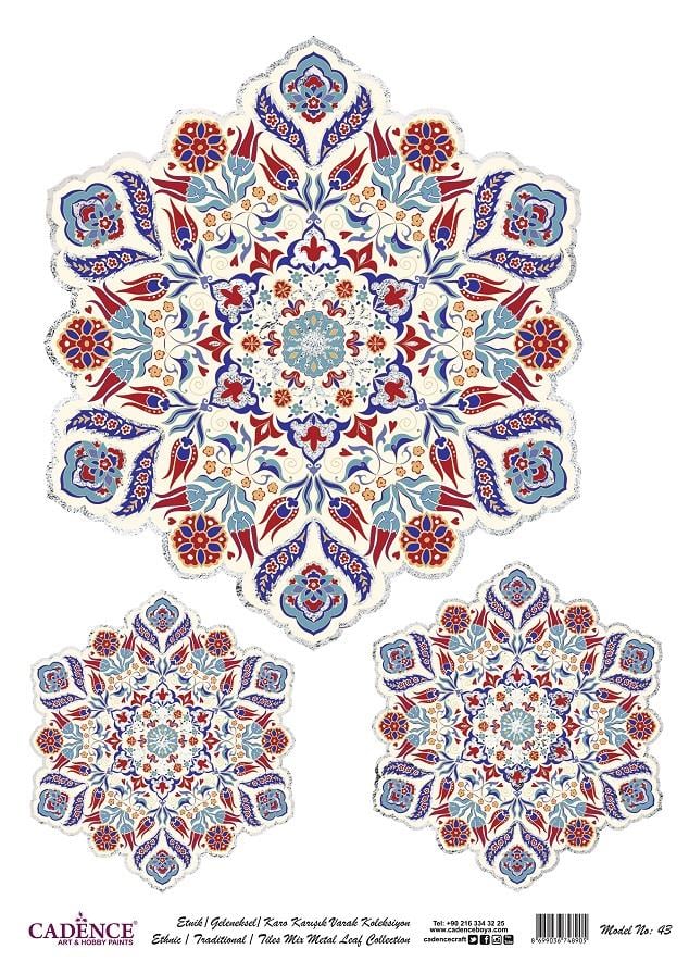 Cadence Desenli Gümüş Varak Pirinç Dekoapaj Kağıdı - Model 043