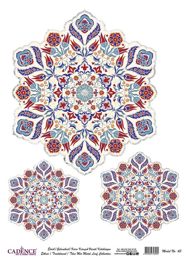Cadence Desenli Gümüş Varak Pirinç Dekoapaj Kağıdı - Model 043