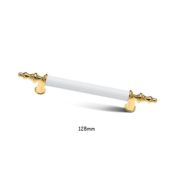 Asos Altın Beyaz Lüks Mobilya Dolap Çekmece Kulp 128mm