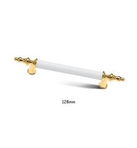 Asos Altın Beyaz Lüks Mobilya Dolap Çekmece Kulp 128mm