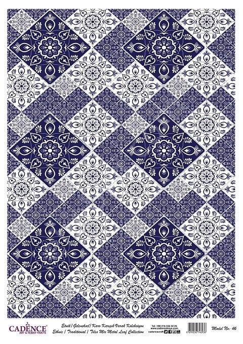 Cadence Desenli Gümüş Varak Pirinç Dekoapaj Kağıdı - Model 046