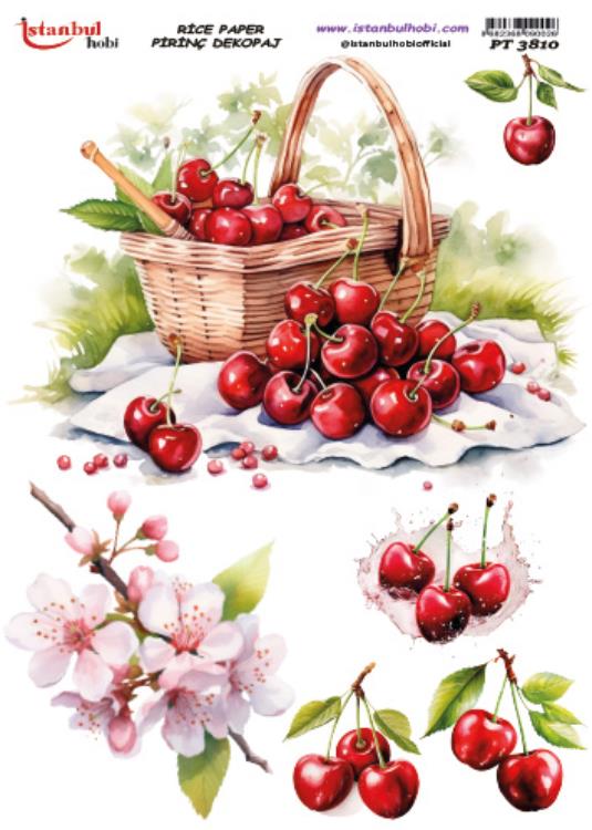 Pirinç Dekopaj Kağıdı 30x42cm PT-3810 Kiraz
