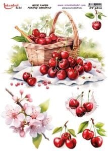 Pirinç Dekopaj Kağıdı 30x42cm PT-3810 Kiraz