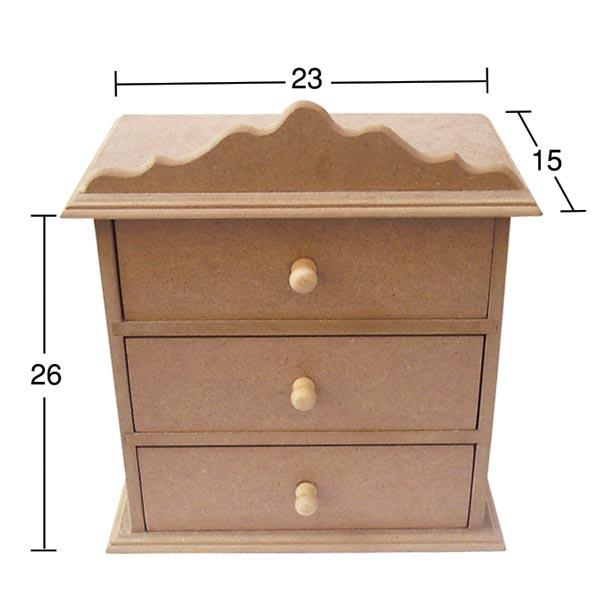 Üç Çekmeceli Ahşap Kutu KU274