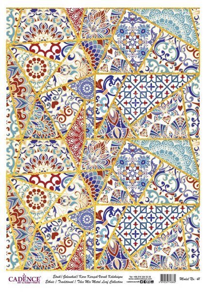 Cadence Desenli Altın Varak Pirinç Dekoapaj Kağıdı - Model 041