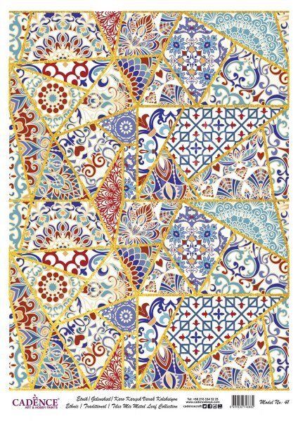 Cadence Desenli Altın Varak Pirinç Dekoapaj Kağıdı - Model 041