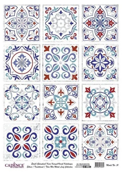 Cadence Desenli Gümüş Varak Pirinç Dekoapaj Kağıdı - Model 051