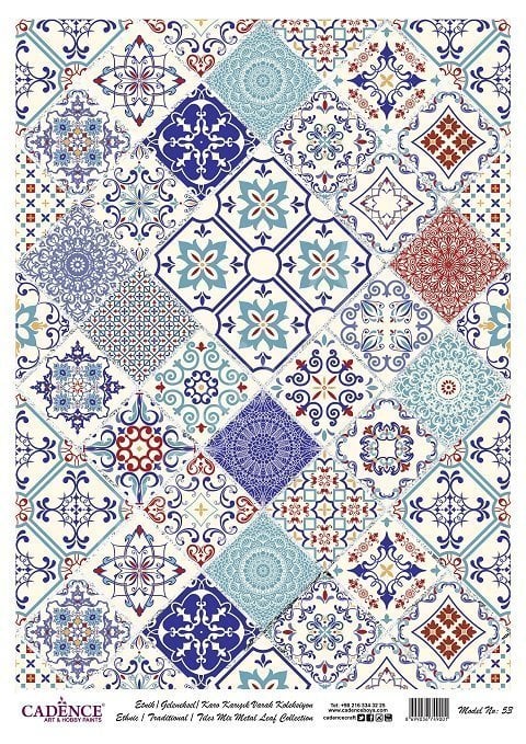 Cadence Desenli Gümüş Varak Pirinç Dekoapaj Kağıdı - Model 053