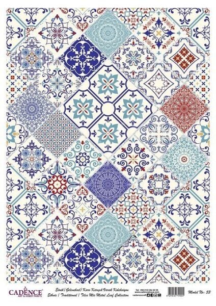 Cadence Desenli Gümüş Varak Pirinç Dekoapaj Kağıdı - Model 053