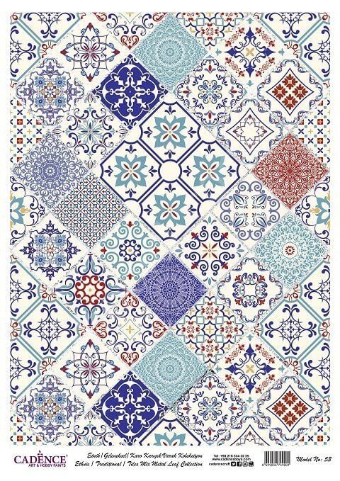 Cadence Desenli Gümüş Varak Pirinç Dekoapaj Kağıdı - Model 053