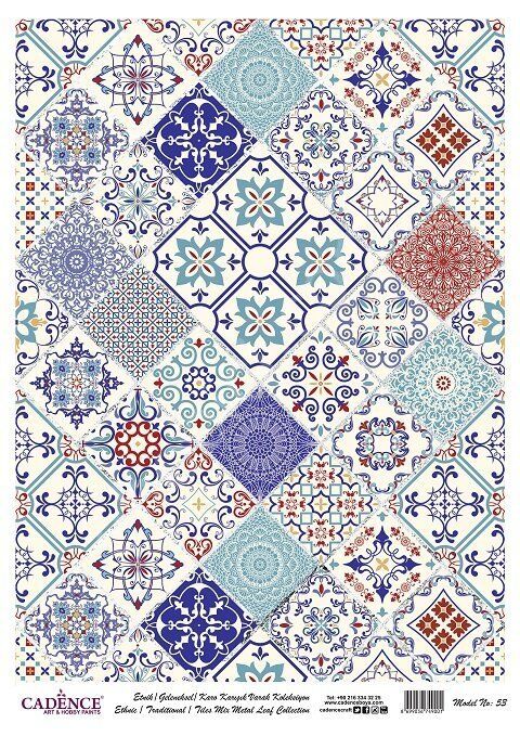 Cadence Desenli Gümüş Varak Pirinç Dekoapaj Kağıdı - Model 053