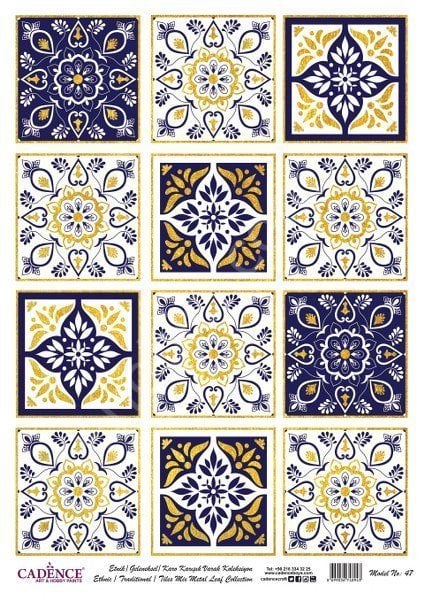 Cadence Desenli Altın Varak Pirinç Dekoapaj Kağıdı - Model 047