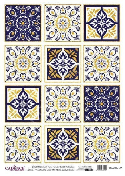 Cadence Desenli Altın Varak Pirinç Dekoapaj Kağıdı - Model 047