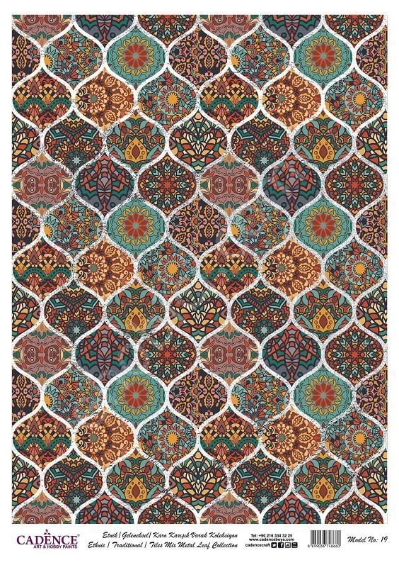 Cadence Desenli Gümüş Varak Pirinç Dekoapaj Kağıdı - Model 019