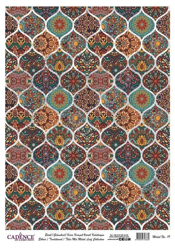 Cadence Desenli Gümüş Varak Pirinç Dekoapaj Kağıdı - Model 019