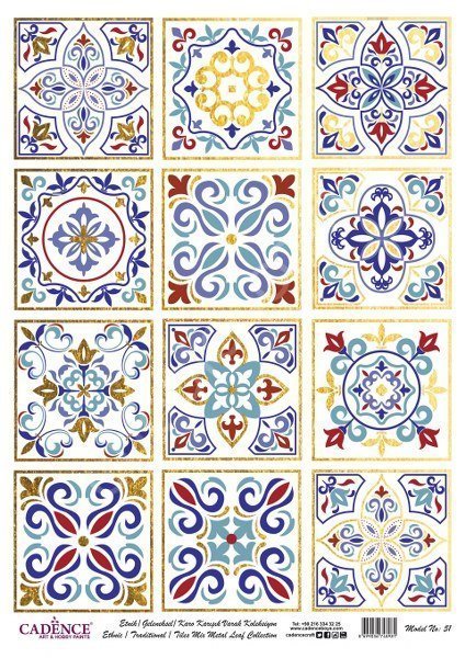 Cadence Desenli Altın Varak Pirinç Dekoapaj Kağıdı - Model 051