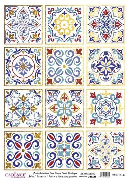 Cadence Desenli Altın Varak Pirinç Dekoapaj Kağıdı - Model 051