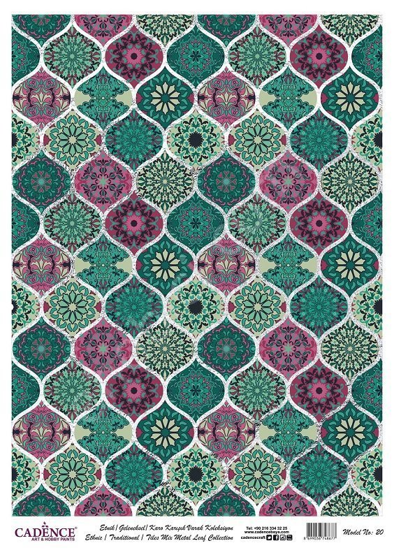 Cadence Desenli Gümüş Varak Pirinç Dekoapaj Kağıdı - Model 020